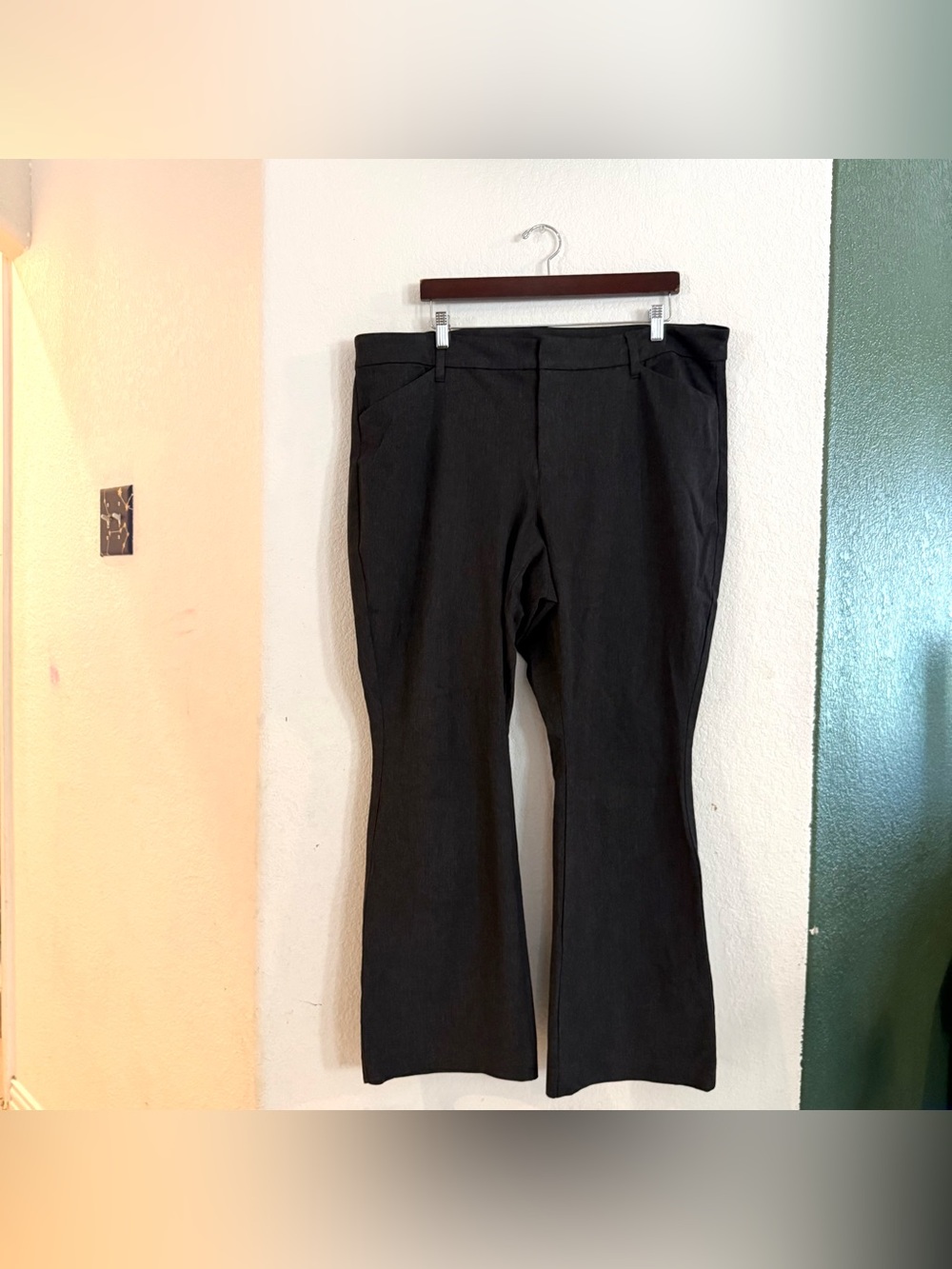 Old Navy Womens Pants Gray High Rise Pixie Flare Stretch Smooth Pockets Size 20